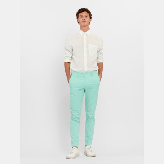 Aigle Cotton Chino Pants Men Turquoise ZA-97410